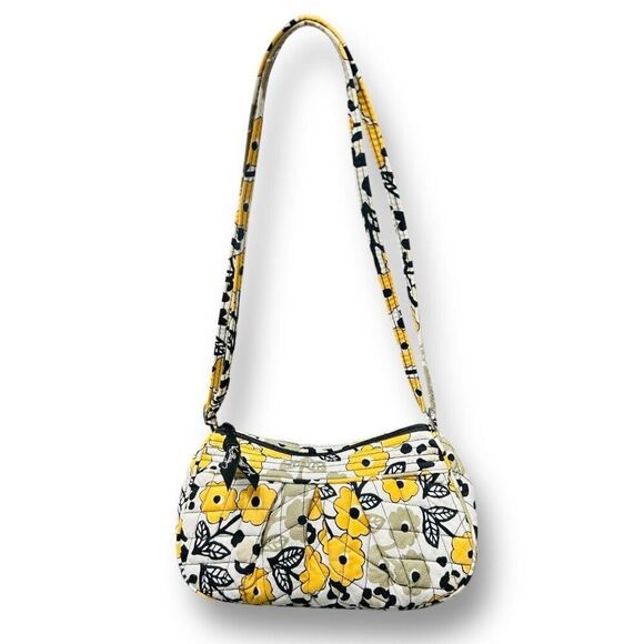 Vera Bradley Yellow Floral Crossbody Bag Quilted Cotton Small Adjustable Strap - Picture 2 of 12
